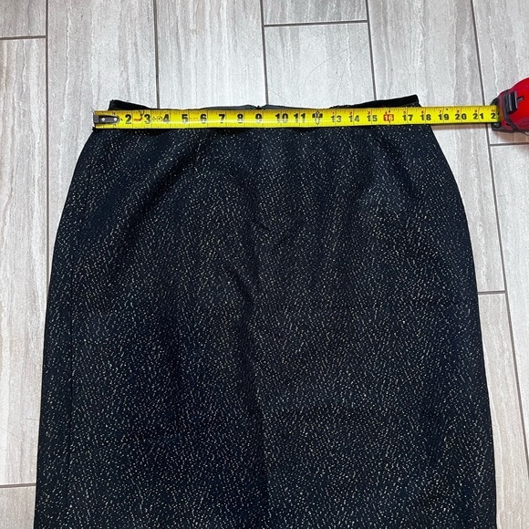 NWT TALBOTS BLACK WITH GOLD Metallic TWEED PENCIL SKIRT LINED Size 14W - Picture 3 of 6